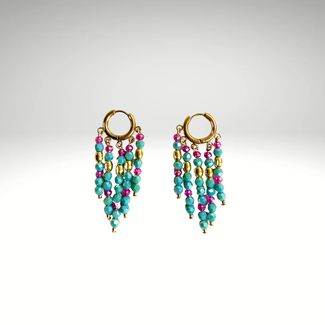 Pendientes de aro pequeño y cristal facetado