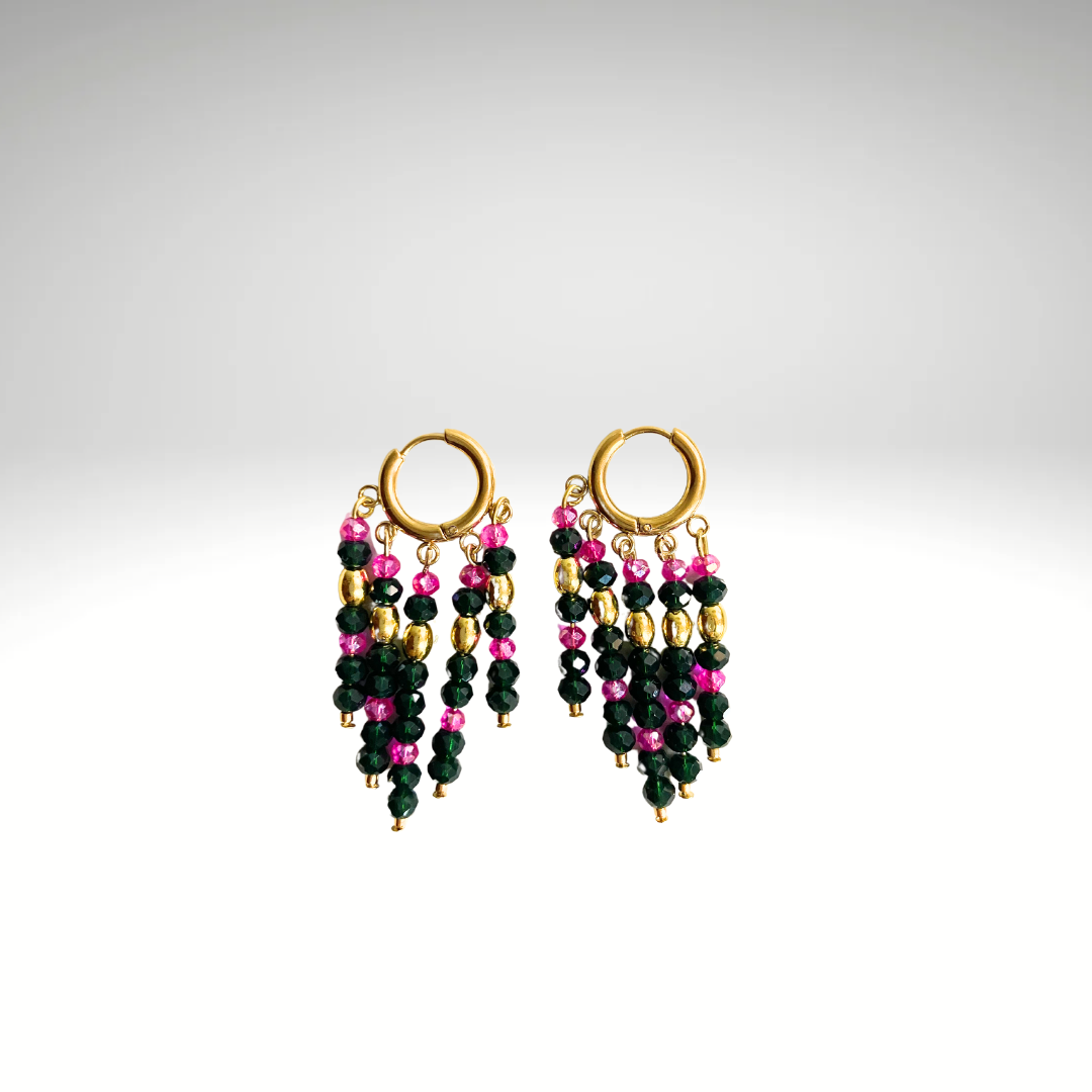 Pendientes de aro pequeño y cristal facetado