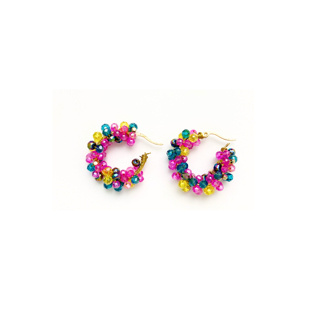 Pendientes de aro y de cristal facetado