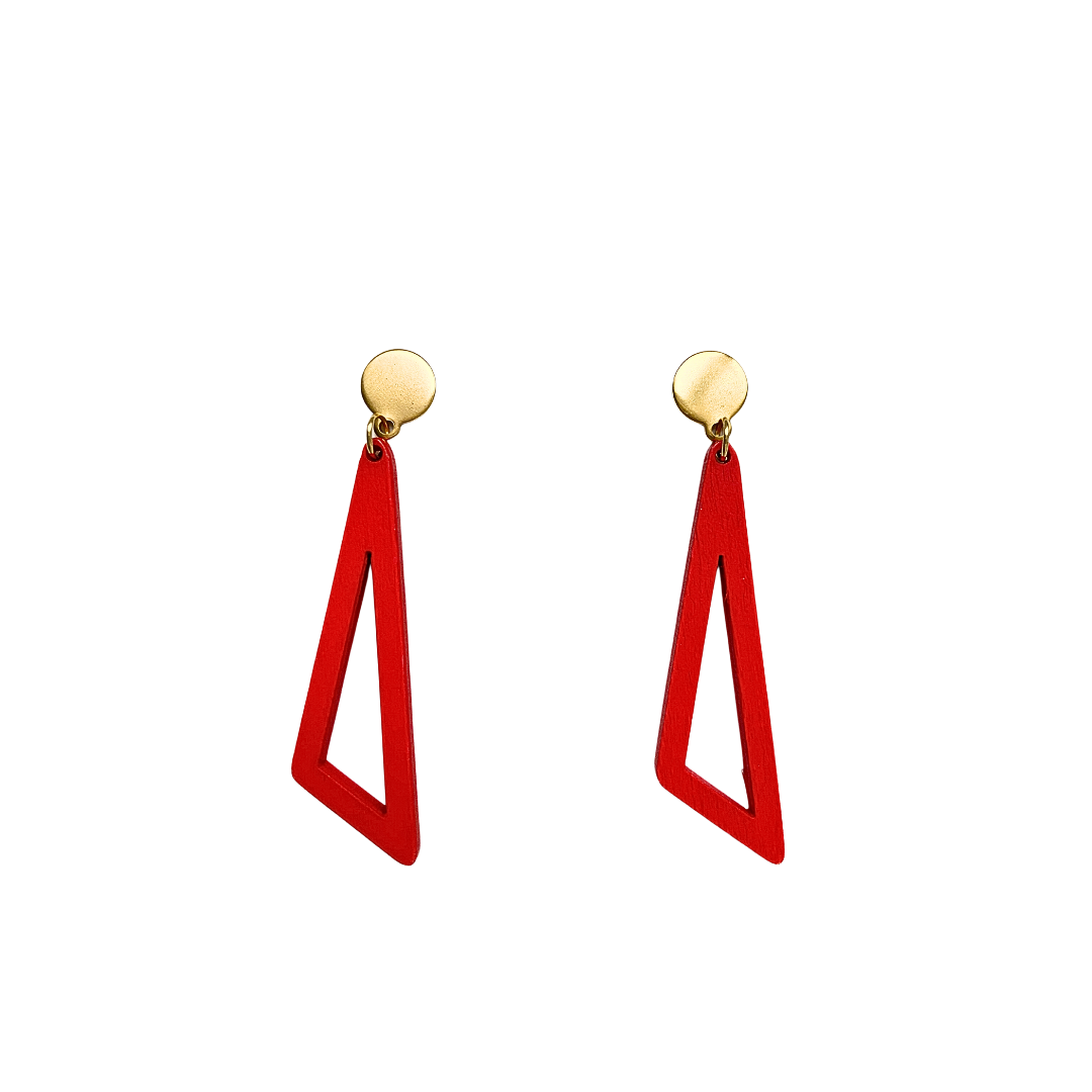 Pendientes de madera rojo