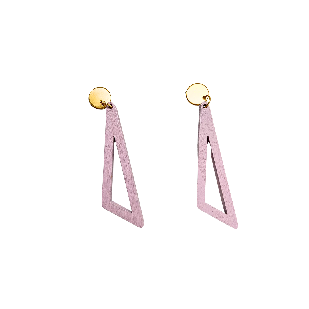 Pendientes de madera malva