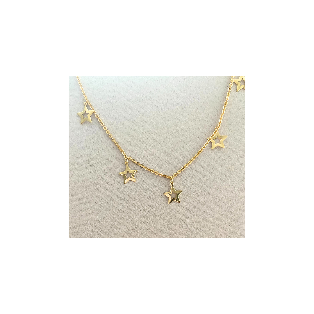 Choker de elegantes estrellas doradas y brillantes