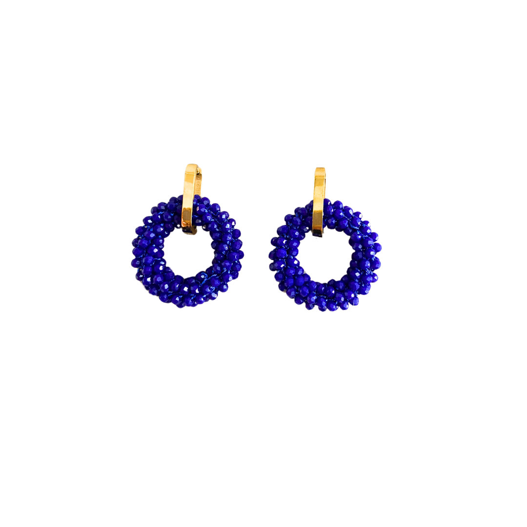 Pendientes de cristal facetado y aros con enganche