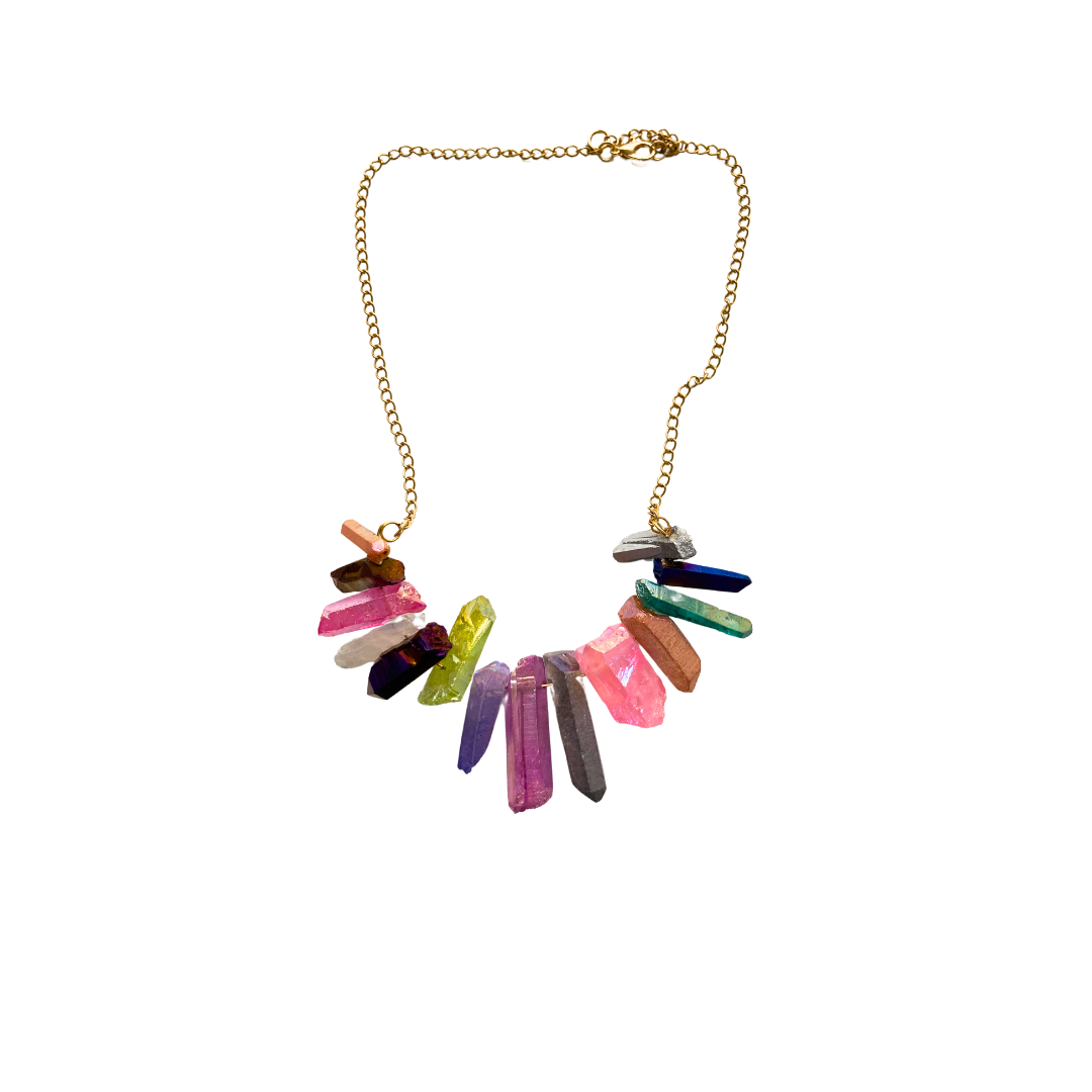 Collarde cadena decorado con cuarzo multicolor