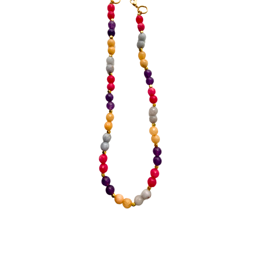 Collar corto de ágata multicolor