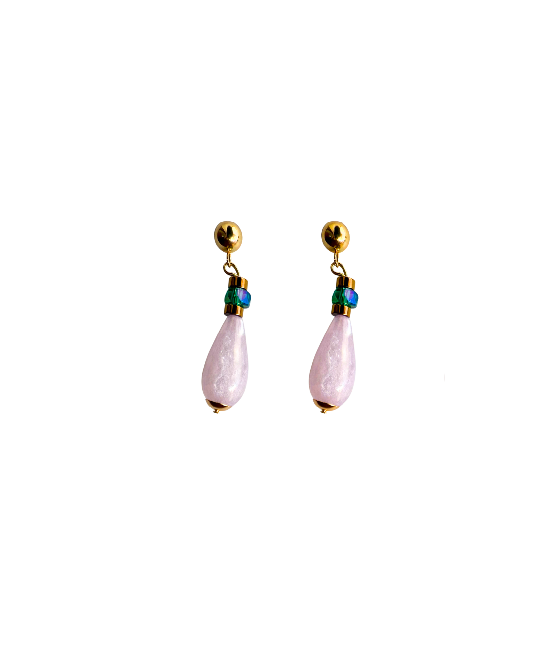 Pendientes largos de polaris color rosa nude