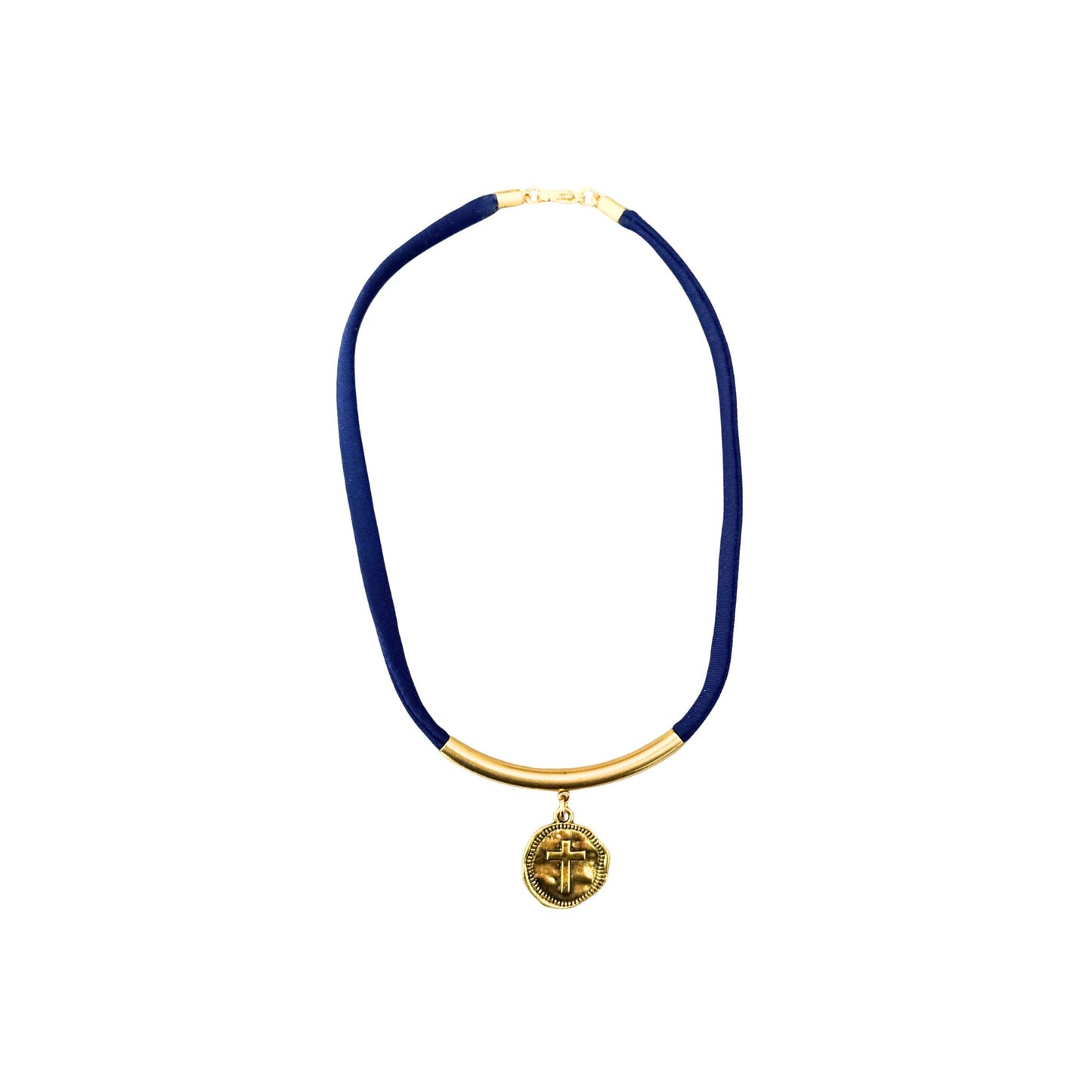 Collar elástico con cruz dorada