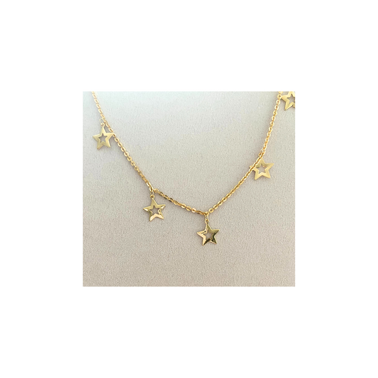 Choker de elegantes estrellas doradas y brillantes