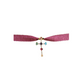 Collar con cinta tejida color cereza y cruz de circonitas