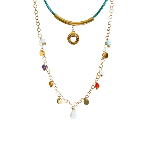 Collar de ágata multicolor