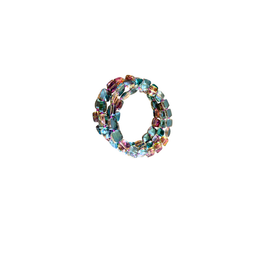 Brazalete de memoria de cristal verde tornasolado
