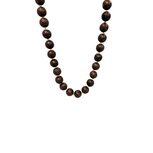 Collar de lava natural marrón chocolate
