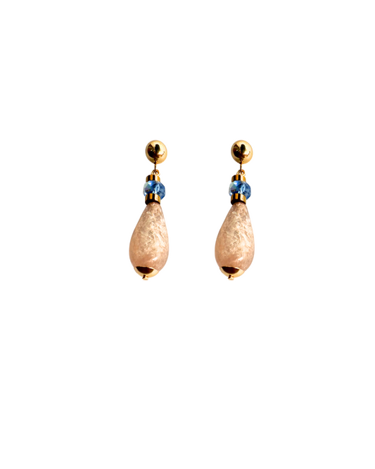 Pendientes largos de polaris beige