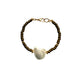 Wire bracelet with mother-of-pearl and matte seed beads