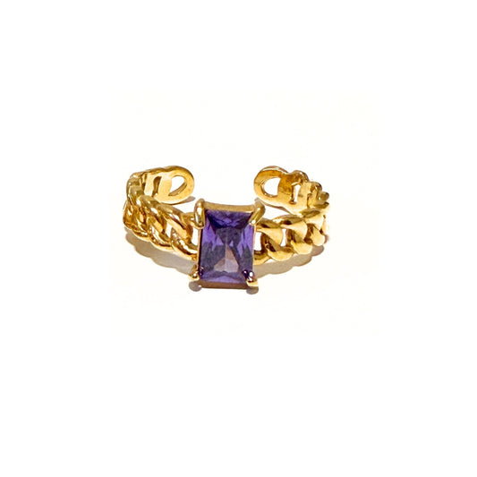 Anillo de acero y circonita