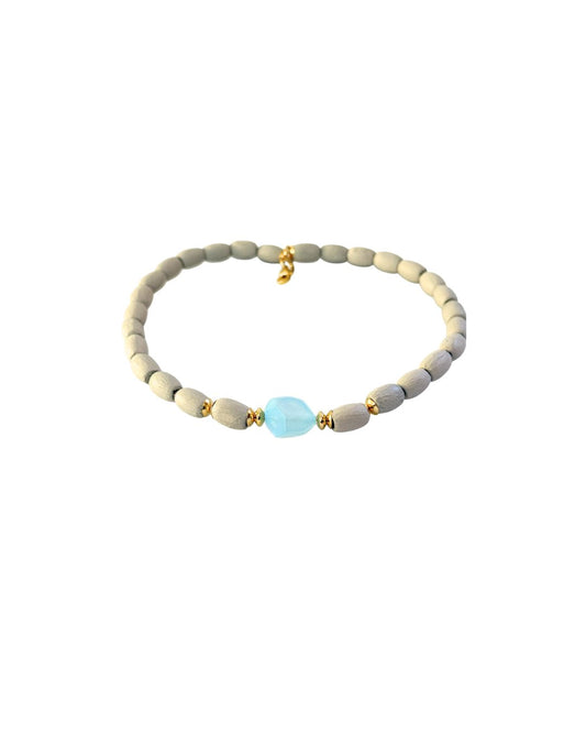 Gargantilla Madera con Piedra Rosa