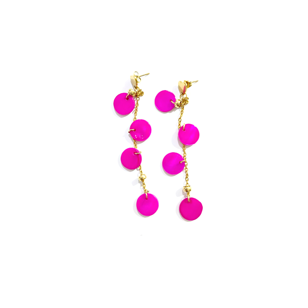 Pendientes largos fucsia